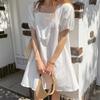 Navava Women Lovely Puff Short Sleeve Square Neck Dress No915