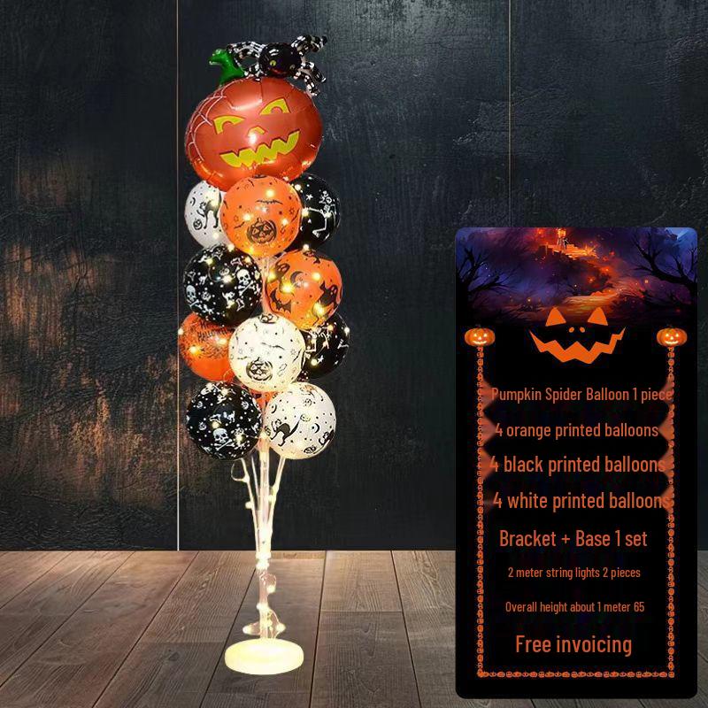 Halloween Pumpkin Skeleton Balloon Columns for Party and Event Decoration