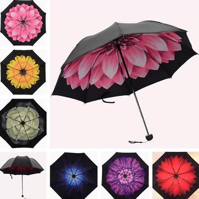 Αντιανεμική Ομπρέλα με Λουλούδια και Αστρικό Ουρανό, Αντι-UV, Ανάποδη, Διπλής Στρώσης, Ανάποδη, Προστασία από Ήλιο και Βροχή