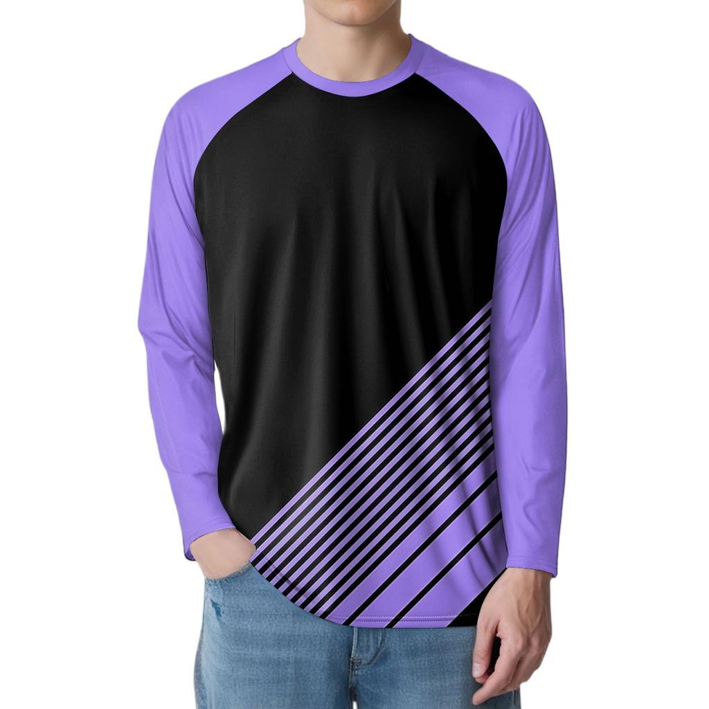 Men's Fashion Printed Raglan Long Sleeve Sports Top