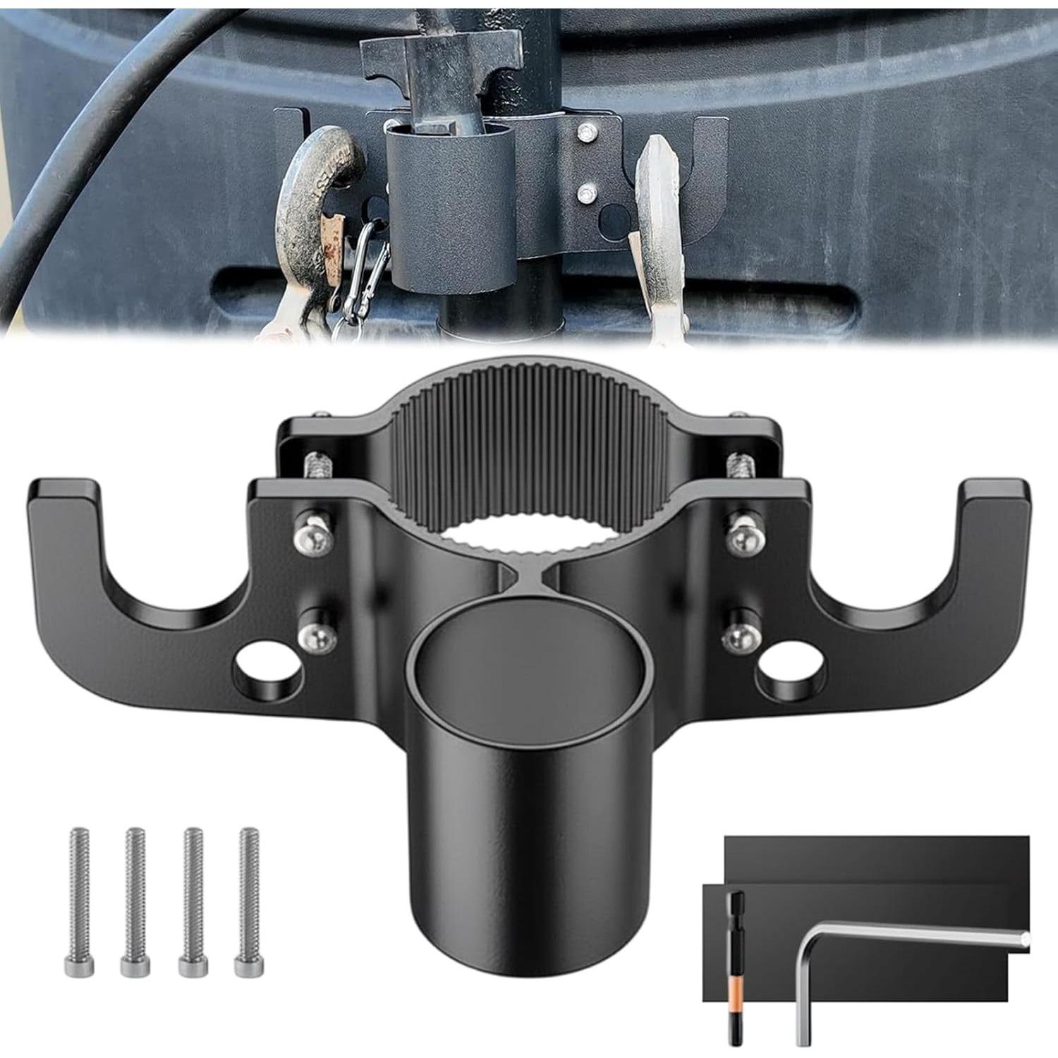 

Aluminum RV Towing Chain Organizer & 7-Way Plug Holder, Trailer Hitch Chain Holder Heavy Duty for 2 & 2-1/4 Posts, Inverted Plug Design Organizer чорний