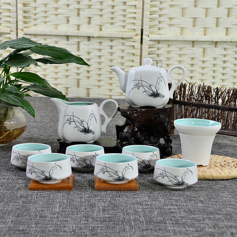 

Tuopai 10-Piece Snowflake Glaze Square Teapot Set