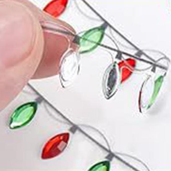 Christmas Lights Stickers for Crafts 3D Gem Border Dimensional Sticker Christmas Light