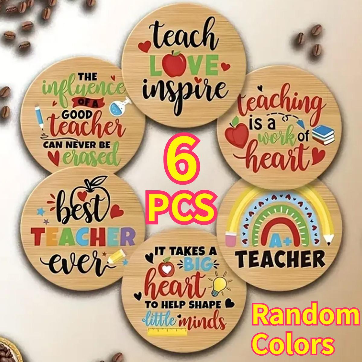 

6/9/12 PCS Wooden Coaster – Round Desk Drink Holder, Heartfelt Thank You Gift for Educators, Perfect for Retirement