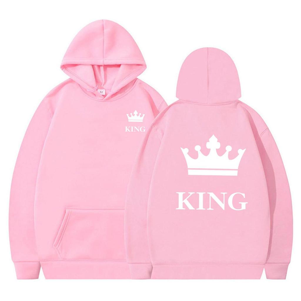 Women's Crown Print Loose Hoodie - Thickened Autumn/Winter Pullover