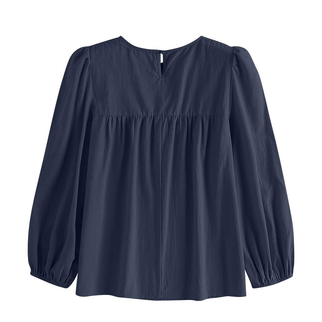 Women's Color Loose Round Neck Plus Size Shirt