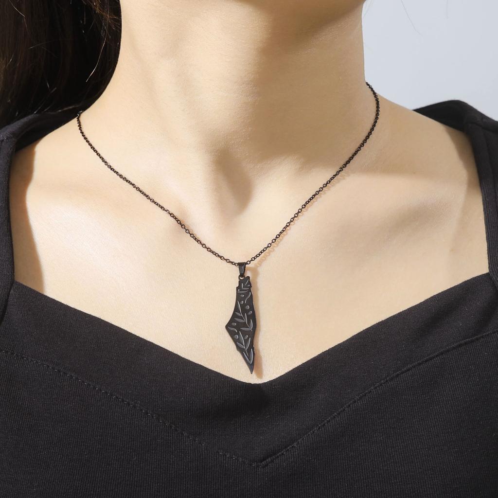 Cazador Palästina Israel Karte Anhänger Choker Kette Edelstahl Blätter Halskette für Damen Schmuck Geburtstagsgeschenk 2025 Großhandel