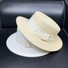 Versatile Flat Top Straw Hat Women's Summer Flat Edge Sunshade Sunscreen Fashion Top Hat Shopping Beach Hat
