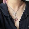 Baroque Style Embossed Heart Bow Necklace - Sweet & Cool Korean Collarbone Chain