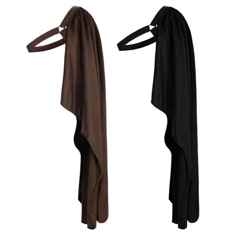 Medieval Shawl Half Shoulder Cape, Men Medieval Half Cape with Adjustable Leather Straps For Halloween, Cosplay Parties