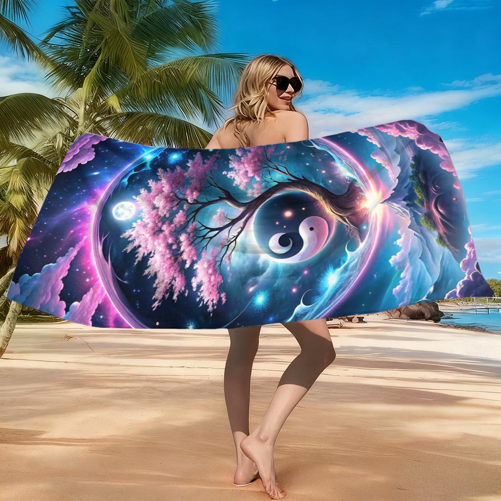Tai Chi&Tree of Life Beach Towel Quick-drying Small To Large Towel Suitable for Beach Pool Gym Yoga Home Gift for Friend Family