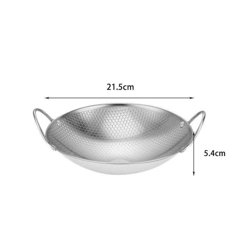 

1Pc Stainless Steel Honeycomb Non-stick Skillet with 2 Handles Thickened Scratch-resistant Pot for Cooking Pasta Ramen Porridge