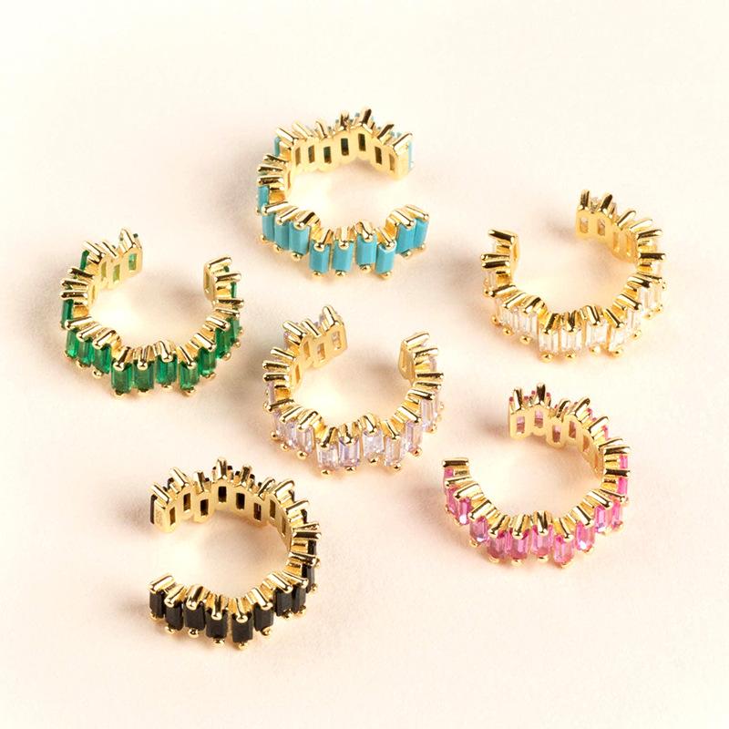 Yuedane Gold Plated Clip Earrings For Women Multicolor Zircon C Shape Ear Cuff Clipn No Piercing Earring Fashion Jewelry