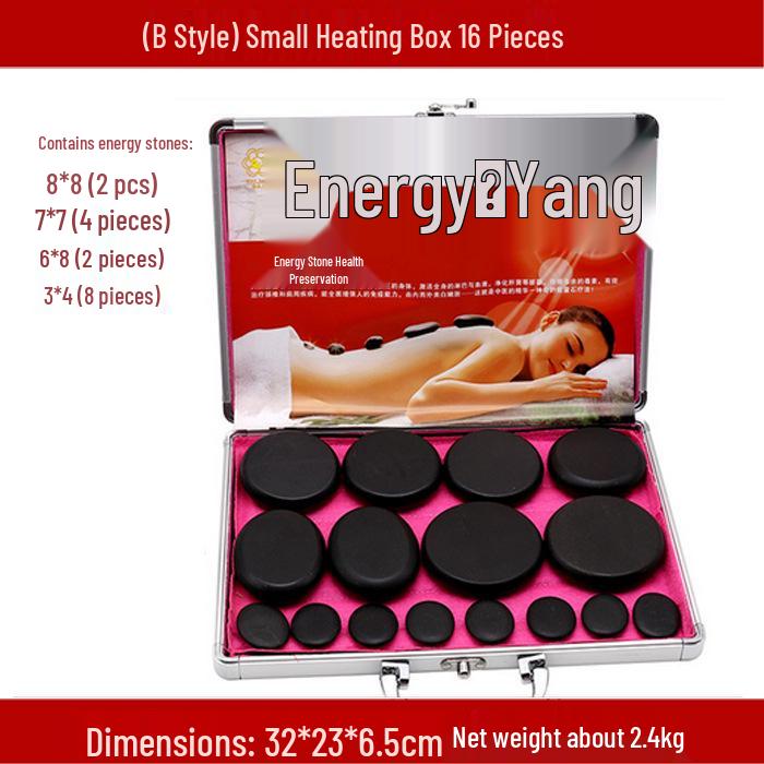 20-Piece Volcanic Energy Stone Massage Set with Heating Box and Essential Oil