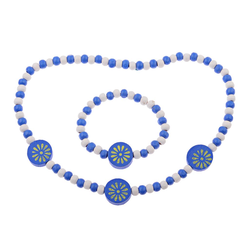 TopHanqi Girls Zircon Sets Cute Animal Butterfly Wood Beads Necklace Bracelet Set For Kids Children Girls Birthday Party Gift