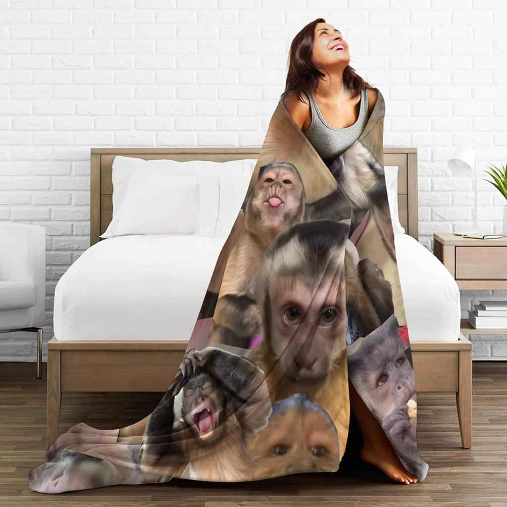 Coperta Divertente Meme Faccia di Scimmia Ultra Morbida Coperte Plaid per Divano 50x60 Pollici Plaid per Letto Multidimensionale