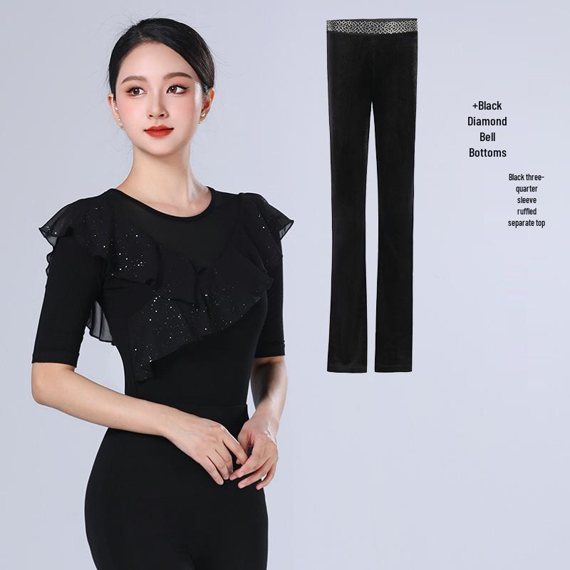 2026 Women's Sequin Ruffle Leotard - High-End Spring/Summer Figure Training & Etiquette Outfit