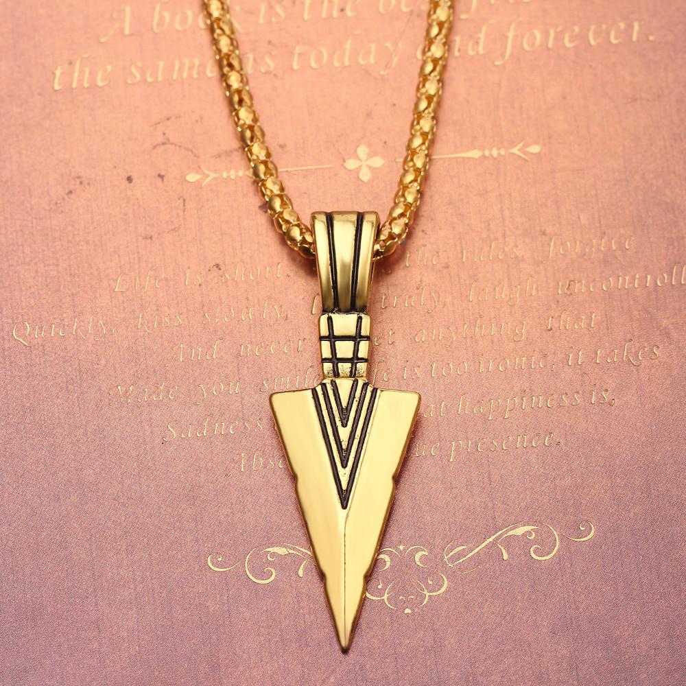 

Men s Matte Long Necklace with Arrow Pendant Jewelry Chain Hip Hop Punk Rock Pendant Necklace золотий