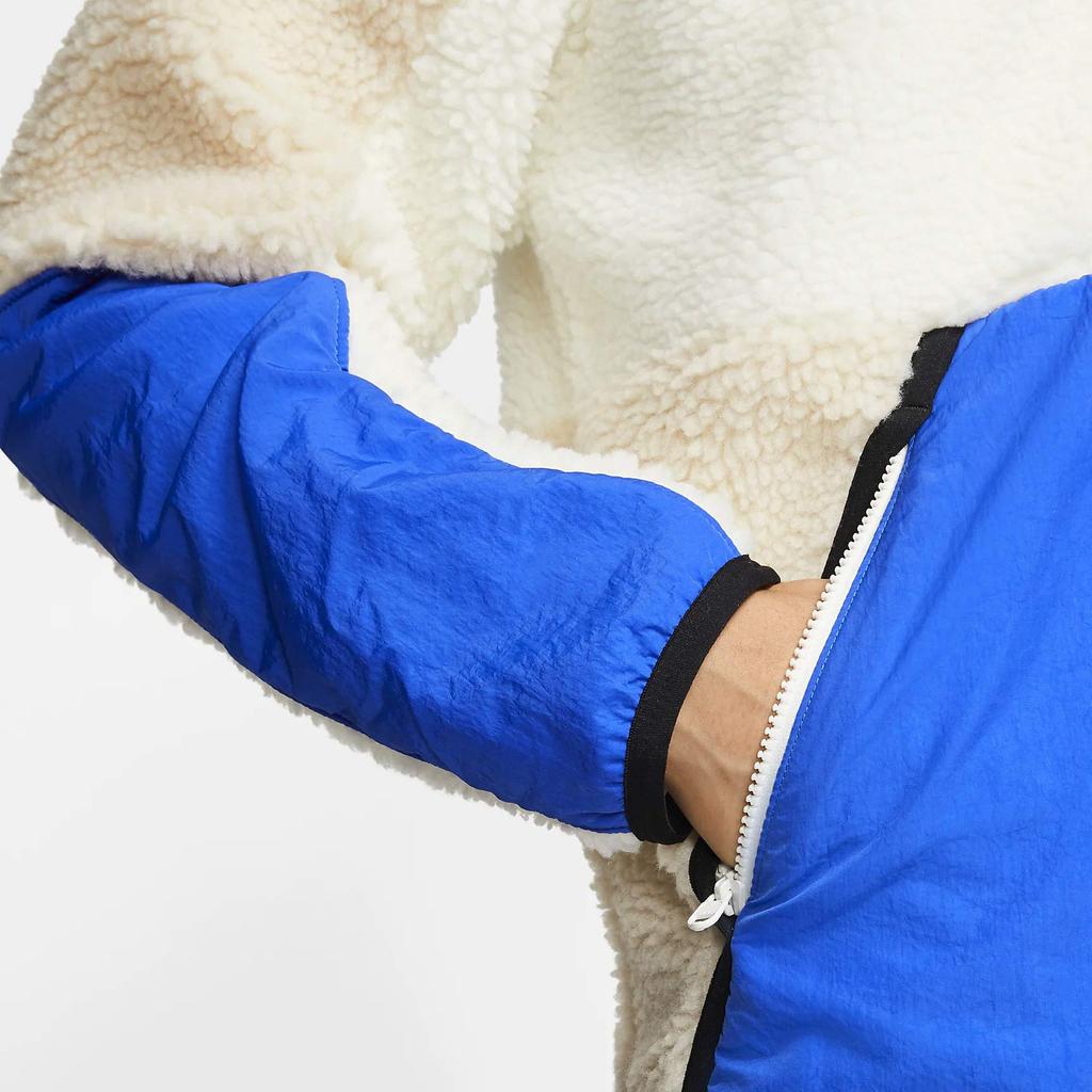 Nike Retro Logo Fleece Colorblock Casual Hooded Sweatshirt Jacket Men Tops Blue White BV3766-133