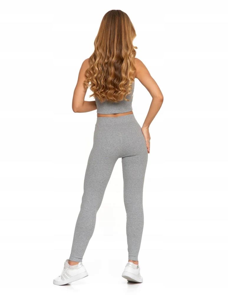 Women's Cotton Leggings with Wide Elastic Waistband Fit Elastic MORAJ XL GREY