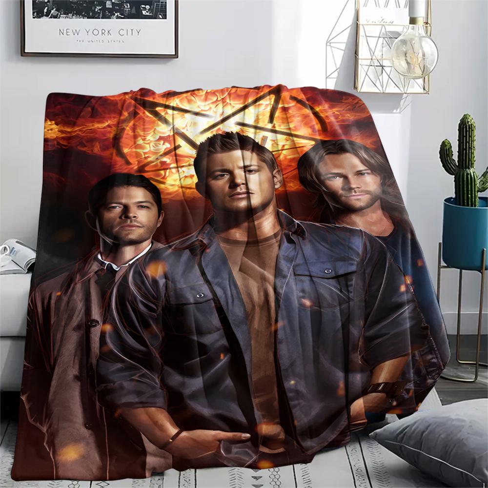1PC Supernatural Print Flannel Blanket, High Quality All Seasons, Home Decor, Warmth and Comfort, Perfect for Christmas Gifts