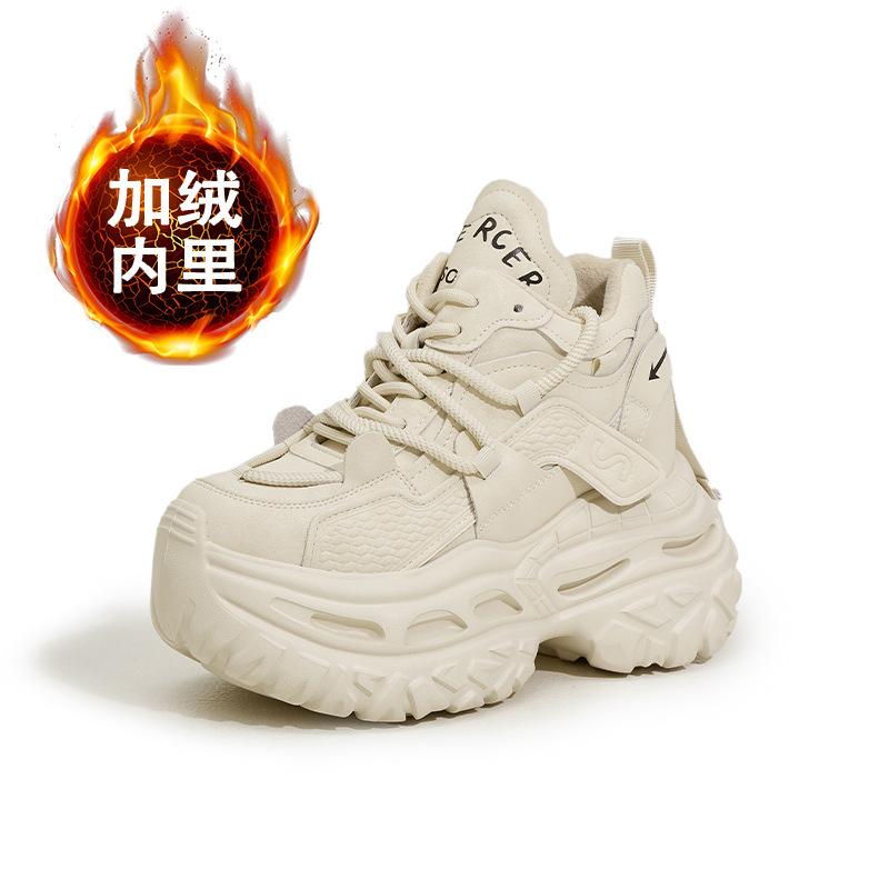 Platform dad shoes women's high-top shoes 2025 autumn and winter new velvet warm versatile casual shoes inner height-increasing women's shoes