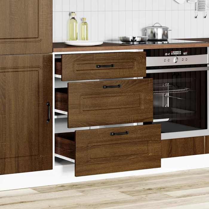 VidaXL Kitchen Cabinet Kalmar Brown Oak Engineered Wood, Sink Cabinet, Kitchen Cabinet with Drawer, Furniture of 854286