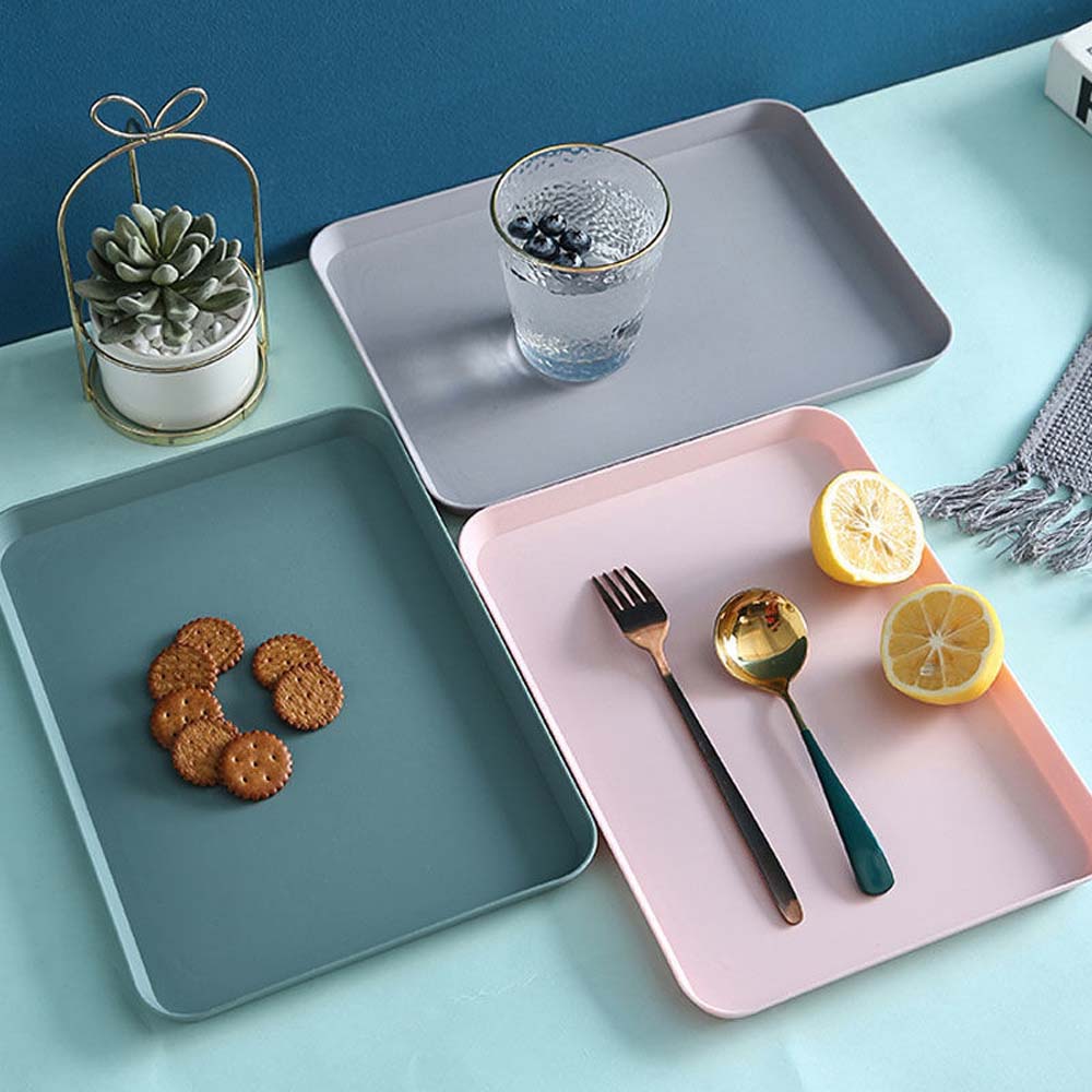 Nordic Plastic Snack Kitchen Supplies Rectangular Serving Tray Tableware Dessert Plates Dinnerware