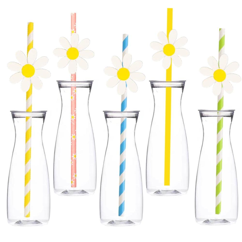 20pcs Degradable Disposable Straws Eco Friendly Drinking Straw Daisy Straws Baby Shower