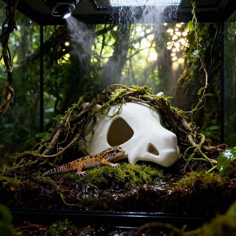 Fish Tank Oranament Aquarium Decor 3D Printed Anime Style Skull Reptile Hideouts for Terrarium Habitat 100% Safe Home Decoration