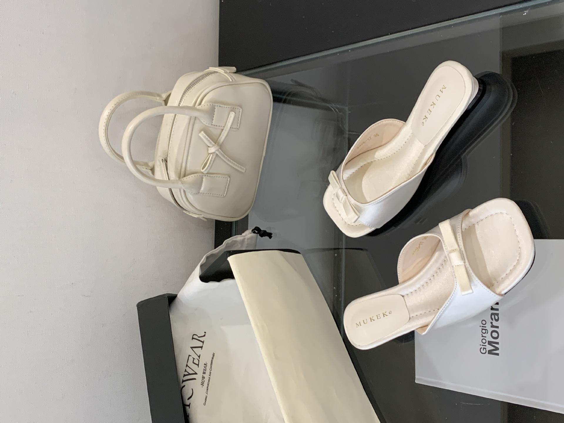 

Клиновидный каблук Французские маленькие сандалии туфельки феи 2025 новая летняя мода бант низкий каблук нишевые сандалии 39 абрикосовый