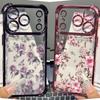Case For iPhone 14 13 Pro Max 6 7 8 Plus 17 Air X XR XS Max Plating Violet Flowers Shockproof Transparent Soft Cover