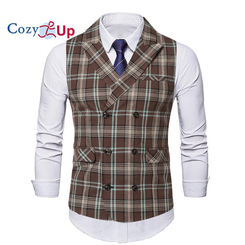 

Уютный мужской пиджак без рукавов, деловой клетчатый повседневный двубортный пиджак