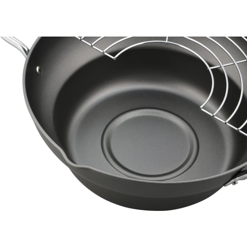 Wahei Freiz Ecolare Tempura Pan, 24cm, Two-Handed, Tiered, Iron, Silicone-Coated, Made in Japan, ER-7795