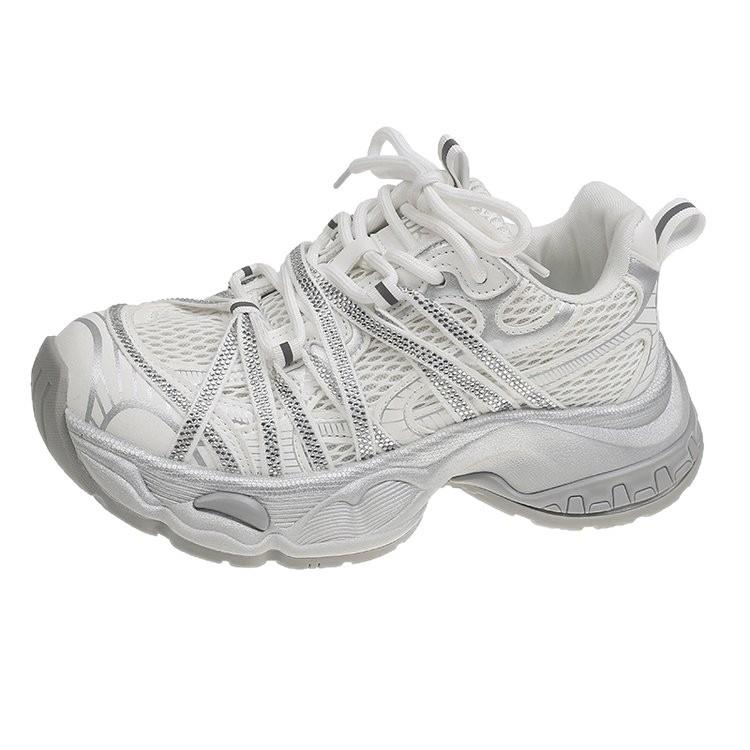 Cowhide version~ Breathable and lightweight dad shoes for women's 2025 autumn new invisible inner heightening platform casual sports shoes