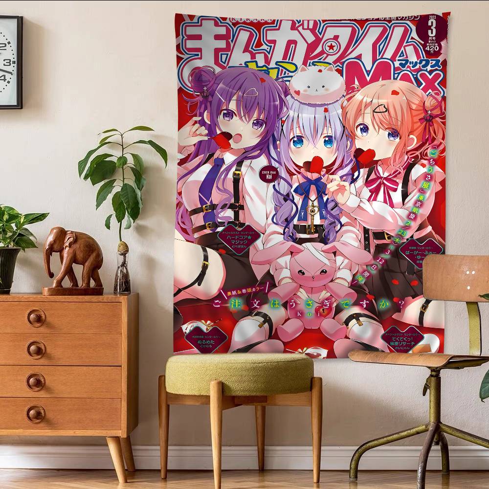 Is The Order A Rabbit Anime Hippie Wall Hanging Tapestries For Living Room Home Dorm Decor Kawaii Room Decor