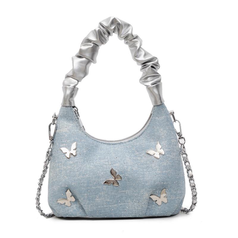 This year's popular bag summer 2025 new Korean version fashion pleated handbag women's versatile denim dumpling bag
