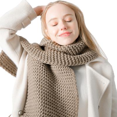 Damen Neuer einfarbiger Winter Grobgarn Gestrickter einfarbiger Schal, Verdickter warmer Paar Strickschal