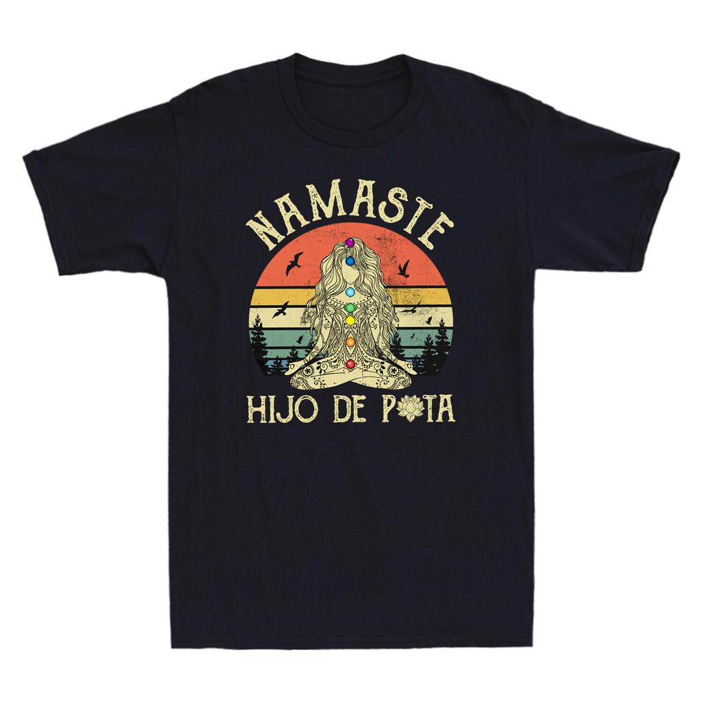 Namaste Hijo De Puta Jógové Vintage Pánské Černé Tričko Dárek pro Milovníka Jógy Tričko Unisex Tričko