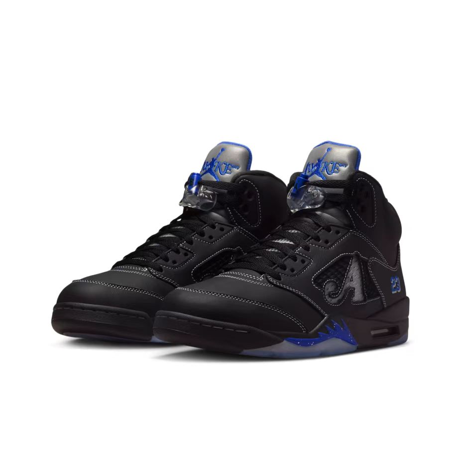 Awake NY X Air Jordan 5 Retro Boro - Racer Blue Unisex Sneakers Black Metallic-Silver White DV4982-004