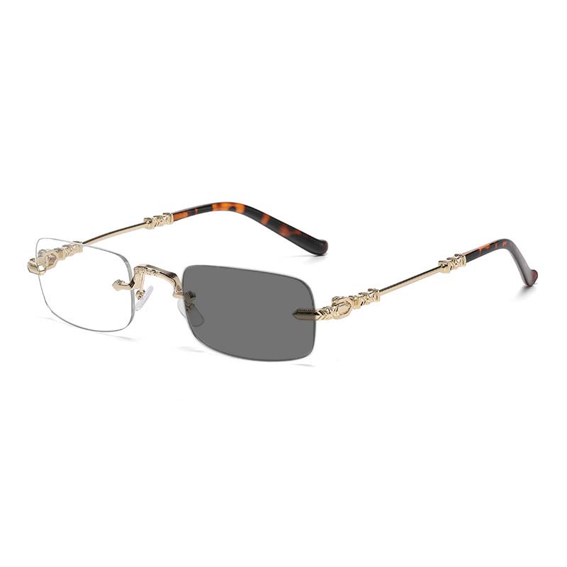 Metal Frameless Photochromic Myopia Glasses Unisex Square Frames Blue Light Protection Minus Diopter Eyeglasses 0 To -4.0