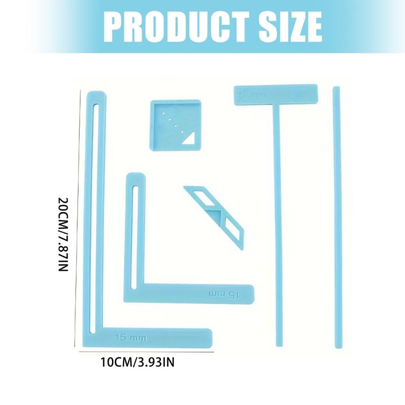 6Pcs Multifunctional Positioning Ruler Set Scrapbooking & Binder Bookbinding Tool for Journals & Photo Album