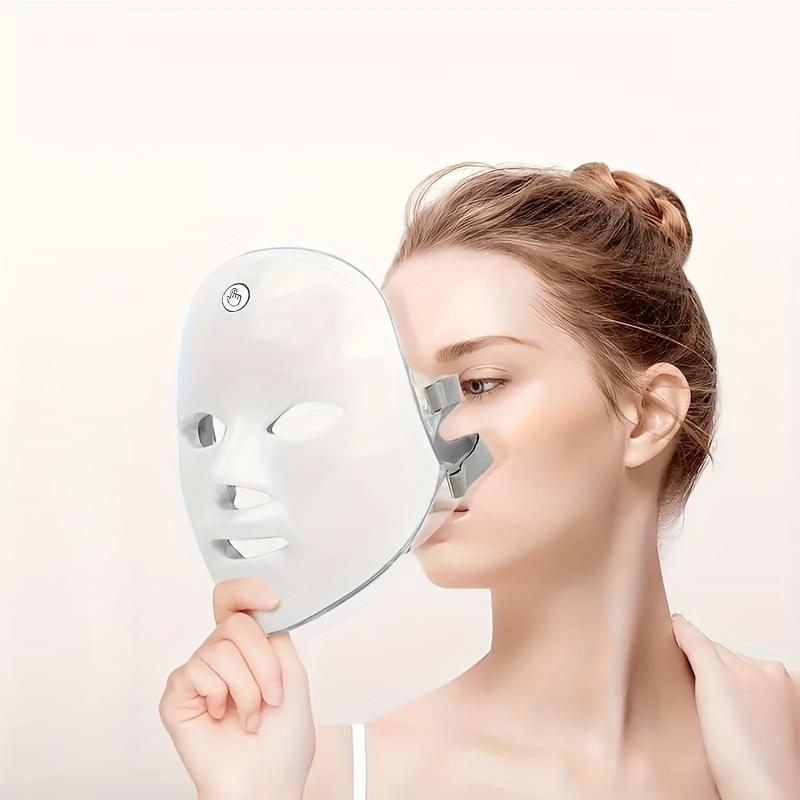 7 Color LED Lighted Facial Mask, Rechargeable, Touch Control, Unscented, 400mAh Battery, USB Charging, Perfect for Men and Women, Festive Gift