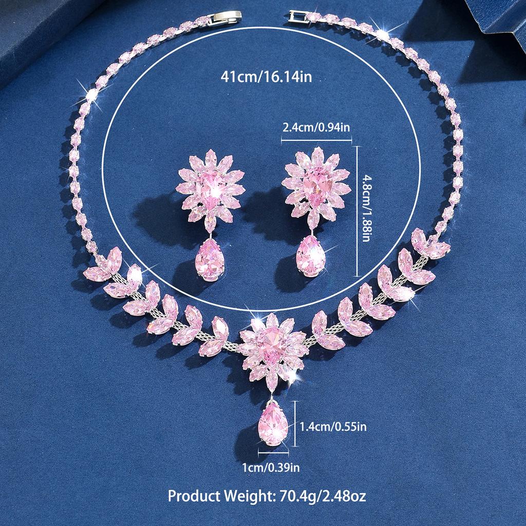 Süßes und Niedliches Kangman Landhausstil Halsketten-Ohrring-Set Braut Hochzeitskleid Vielseitiges Blumen-Set