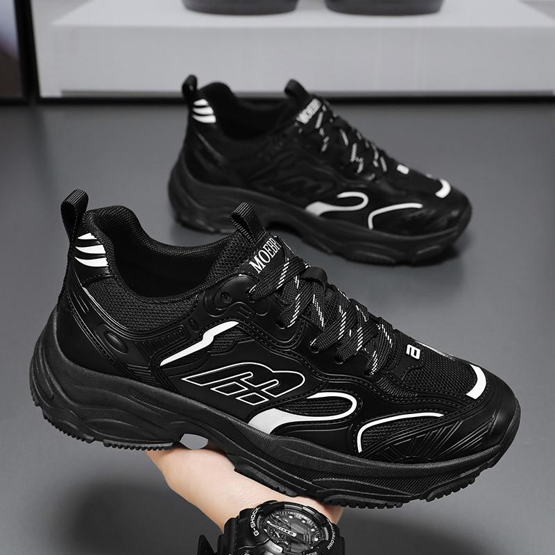 

Мужская спортивная модная обувь Мужские сетчатые дышащие удобные кроссовки Легкая повседневная обувь Мужские кроссовки на платформе с нескользящей подошвой 39 чёрный
