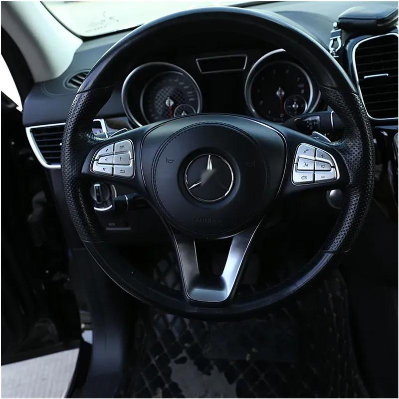 Car Steering Wheel Buttons Decorative Sticker Fit For Mercedes Benz A C Class W205 GLC X253 CLA GLA Auto Interior Accessories