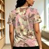 Women’s Basic Floral Short Sleeve Top Relaxed Soft Casual Tee,Minimalist Design Comfortable & Versatile for Coffee Shop Days