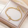 Initial Letter Love Knot Bracelets Women Men Couple Stainless Steel Gold Snake Chain Bracelets A-Z Alphabet Jewelry