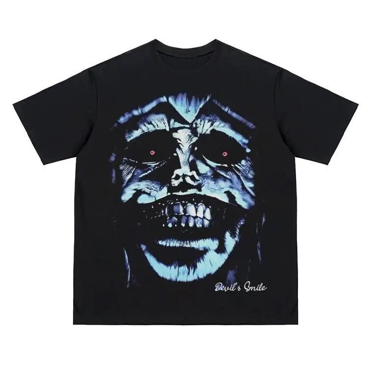 

Autumn Winter New Bizarre Smiling Face Printed T-shirt High-quality Pure Cotton Round Neck Comfortable Breathable Unisex T-shirt S
