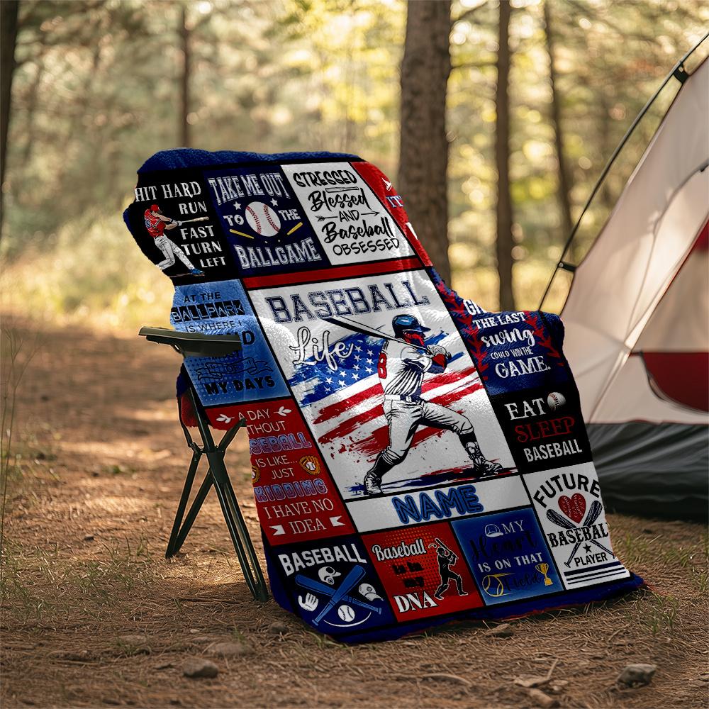 Baseball Passion Life Dreams Future Customizable Outdoor Blanket Personalized Text Durable Comfort Throw For Picnics Outdoor Travel And Camping Sofa